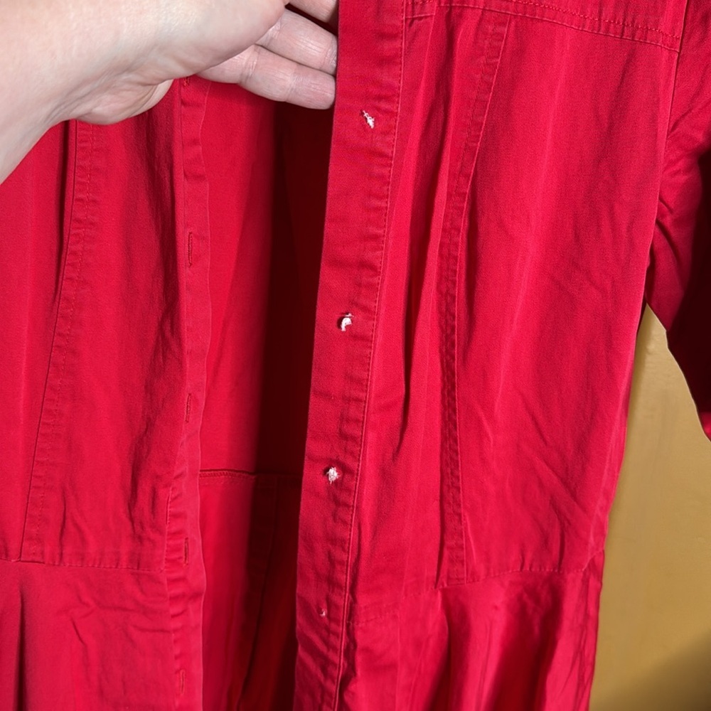 Badgley Mischka Red Asymmetrical Handkerchief Hem Shirt Dress Size 8 *PROJECT* - Picture 7 of 10